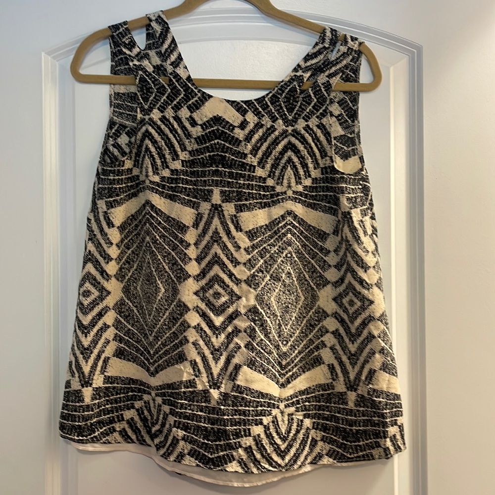 Fynn & Rose Xs black cream polyester dressy tank